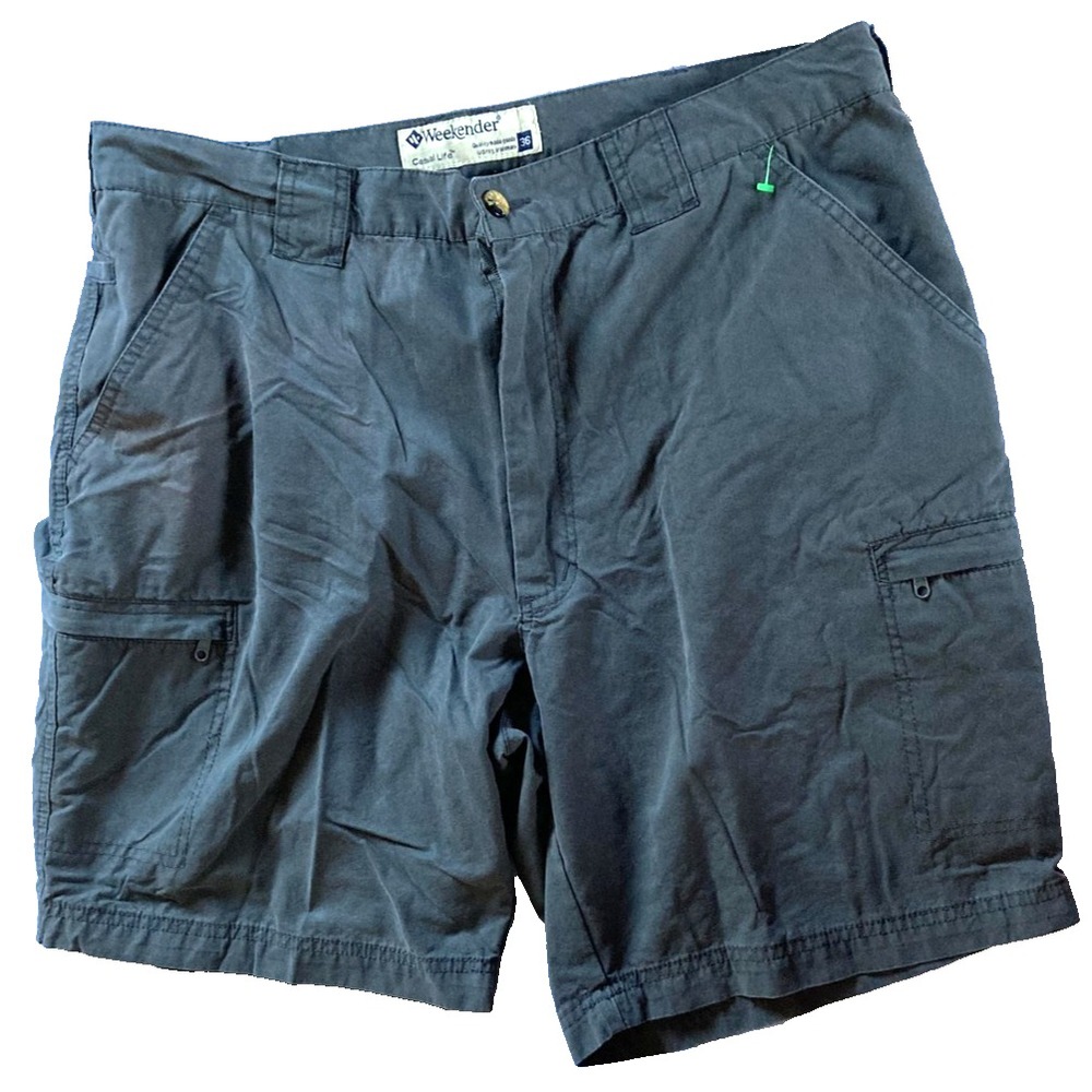 Weekender Cargo Shorts Mens 36 Gray Casual Life Cotton Nylon Pockets Utility